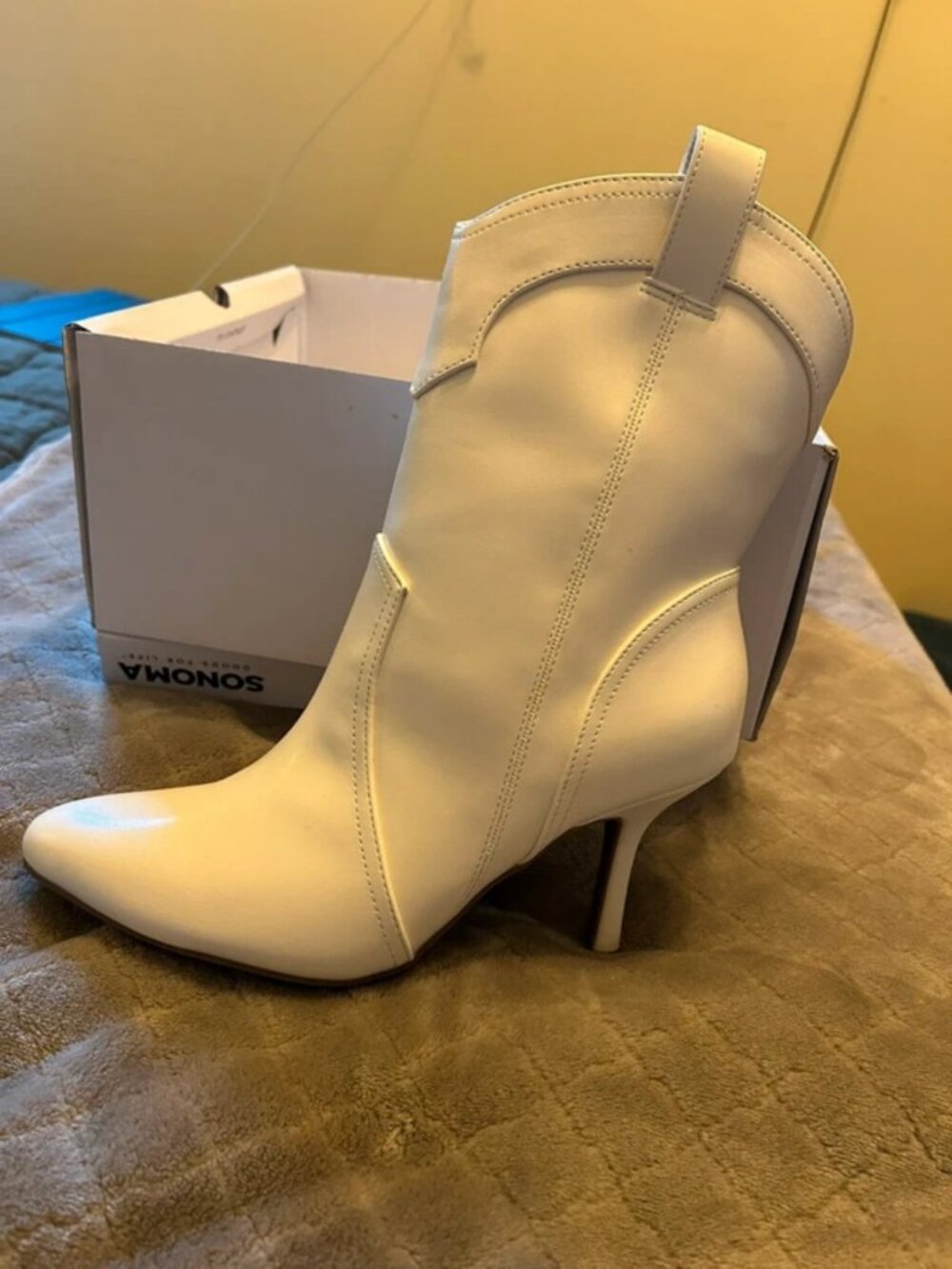 White heeled boots